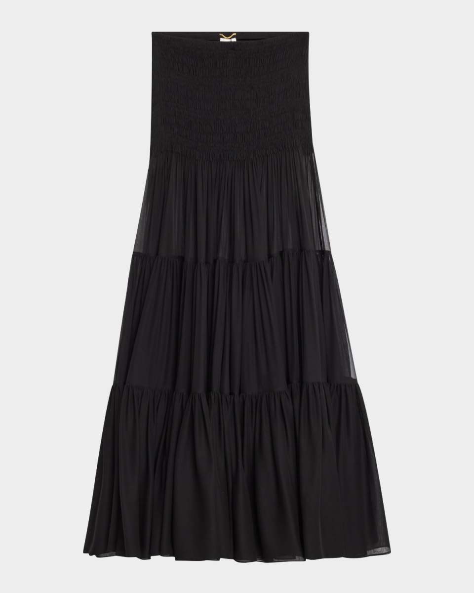 Tiered Sheer Silk Maxi Skirt